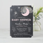 Invitation Baby shower de la lune Little Star Twin (Debout devant)
