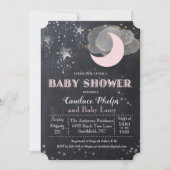 Invitation Baby shower de la lune Little Star Twin (Devant)