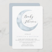 Invitation Baby shower de la lune mignonne (Devant / Derrière)