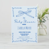 Invitation Baby shower de la main bleue Retro (Debout devant)
