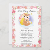 Invitation Baby shower de la maman Fox Floral rose (Devant)