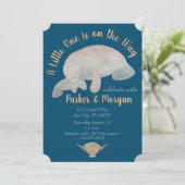 Invitation Baby shower de la Manate d'Océan Animal (Debout devant)