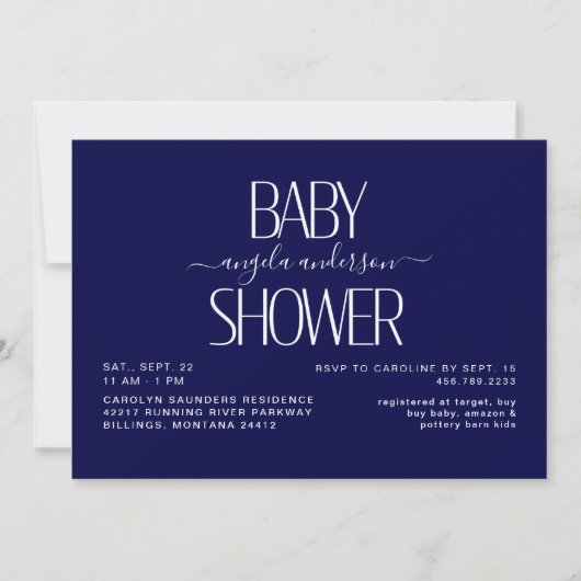 Invitation Baby shower de la marine (Devant)