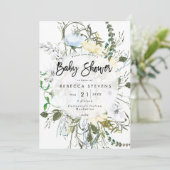 Invitation baby shower de la marine à fleurs sauvages (Debout devant)