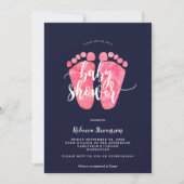 invitation baby shower de la marine aux pieds rose (Devant)