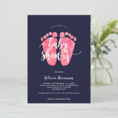 invitation baby shower de la marine aux pieds rose (Debout devant)