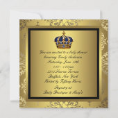 Invitation Baby shower de la Marine Blue Black Gold Prince (Dos)