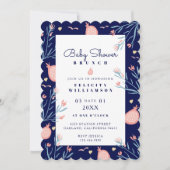 Invitation Baby shower de la Marine Blue Grenade & Florals Br (Devant)