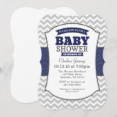 Invitation Baby shower de la Marine Blue Grey Chev (Devant / Derrière)