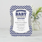 Invitation Baby shower de la Marine Blue Grey Chev (Debout devant)