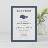 Invitation Baby shower de la marine Blue Ocean Whale (Debout devant)