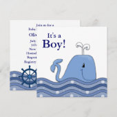 Invitation Baby shower de la marine Blue Whale (Devant / Derrière)