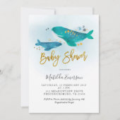 Invitation Baby shower de la Marine Blue Whale (Devant)