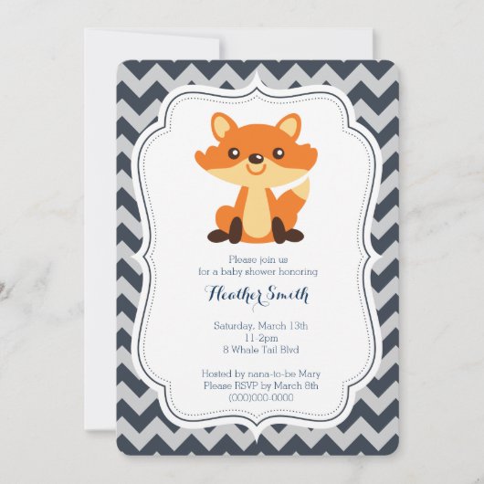 Invitation Baby shower de la Marine Grey Fox (Devant)