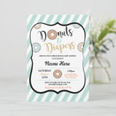 Invitation Baby shower de la menthe Donuts and Dia (Debout devant)
