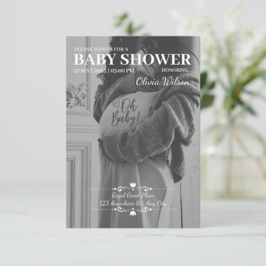 Invitation Baby shower de la mère à être (Debout devant)