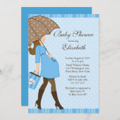 Invitation Baby shower de la mère décente Blue Boy (Devant / Derrière)