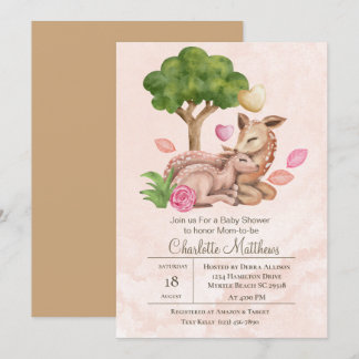 Invitation Baby shower de la mère et du bébé cerfs de forêt A