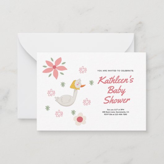 Invitation Baby shower de la mère rose (Devant)