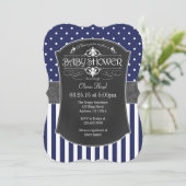 Invitation Baby shower de la Navy Blue Grey Chalkboard (Debout devant)