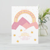 Invitation Baby shower de la neige rose Mountain (Debout devant)