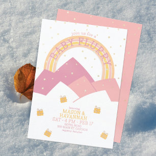 Invitation Baby shower de la neige rose Mountain