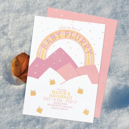 Invitation Baby shower de la neige rose Mountain