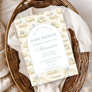 Invitation Baby Shower de la nurserie du joli dino bleu