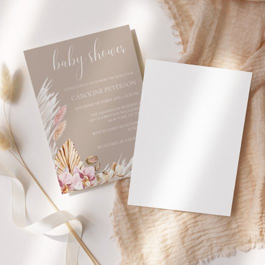 Invitation Baby shower de la Pampas Grass Floral Boho