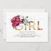 Invitation Baby shower de la Parties scintillant d'or rouge d (Devant)