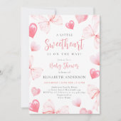Invitation Baby shower de la petite chatte rose (Devant)