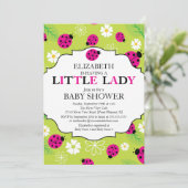 Invitation Baby shower de la petite dame rose Ladybug (Debout devant)