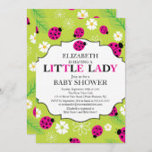 Invitation Baby shower de la petite dame rose Ladybug (Devant / Derrière)