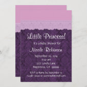 Invitation Baby shower de la petite dentelle violette S21E (Devant / Derrière)