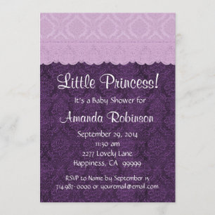 Invitation Baby shower de la petite dentelle violette S21G