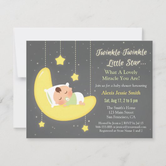 Invitation Baby shower de la petite étoile de Twinkle neutre  (Devant)