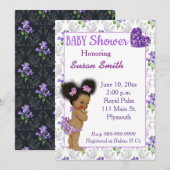 Invitation Baby shower de la petite fille afro-américaine (Devant / Derrière)
