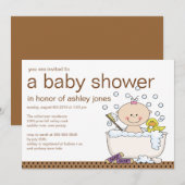 Invitation Baby shower de la petite fille Bébé Tub (Devant / Derrière)