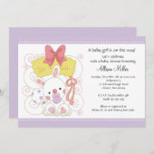 Invitation Baby shower de la petite fille de Bunny (Devant / Derrière)