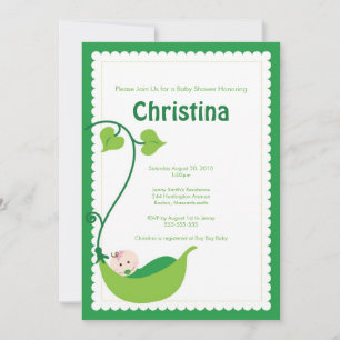 Invitation Baby shower de la petite fille Pea Pod
