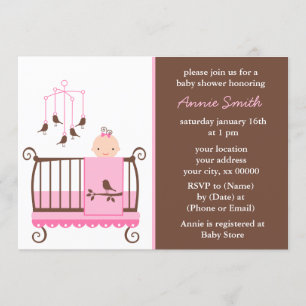 Invitation Baby shower de la petite fille rose
