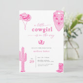 Invitation Baby shower de la petite fille rose de  (Debout devant)