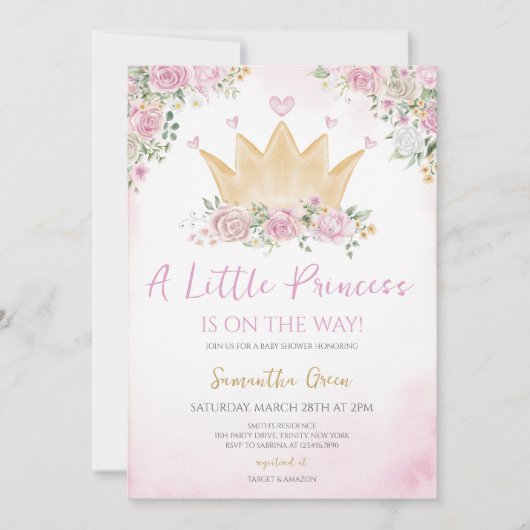 Invitation Baby shower de la petite princesse (Devant)