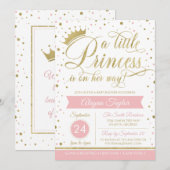 Invitation Baby shower de la petite princesse, Fau (Devant / Derrière)