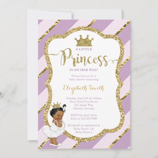 Invitation Baby shower de la petite princesse, Fau (Devant)
