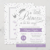 Invitation Baby shower de la petite princesse, Fau (Devant / Derrière)