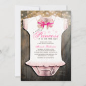 Invitation Baby shower de la petite princesse | Rustique | Or (Devant)