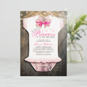 Invitation Baby shower de la petite princesse | Rustique | Or (Debout devant)