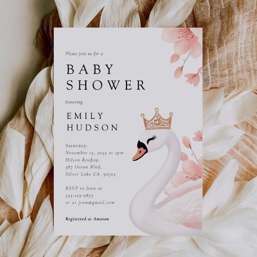 Invitation Baby shower de la petite princesse Swan