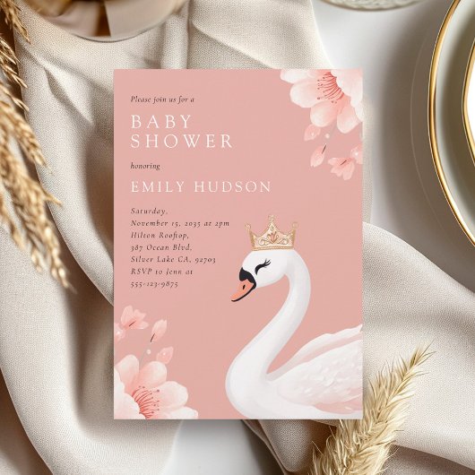 Invitation Baby shower de la petite princesse Swan
